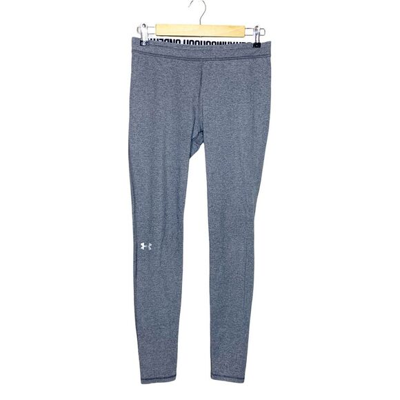 Under Armour S Small Gray Athletic Leggings Gym Training Logo Stretch - Picture 1 of 5